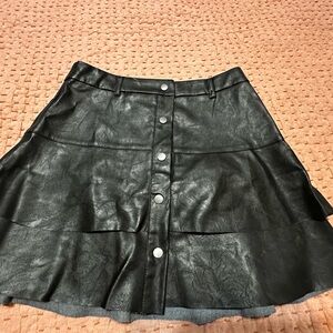 Haute Monde Black Faux Leather A-Line Skirt